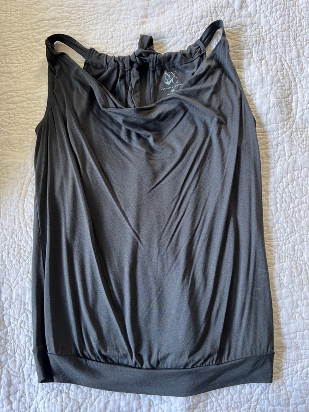 NYC Black Cowl Neck Camisole Tank back tie